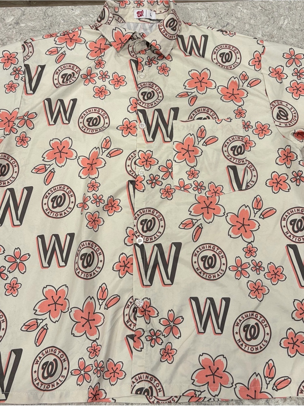 Washington Nationals SGA Cherry Blossoms Button Down Hawaiian Shirt-Large
